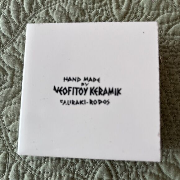 Vintage Match Holders 2 Ceramic Porcelain Hand Painted Tile Tops - Picture 12 of 16